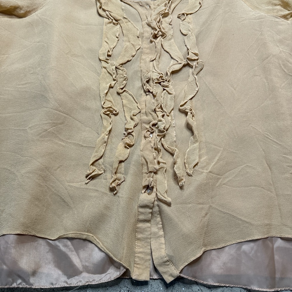 Vintage fairycore boho whimsygoth ruffle sheer top ICE brand y2k size XL beige - Picture 4 of 8